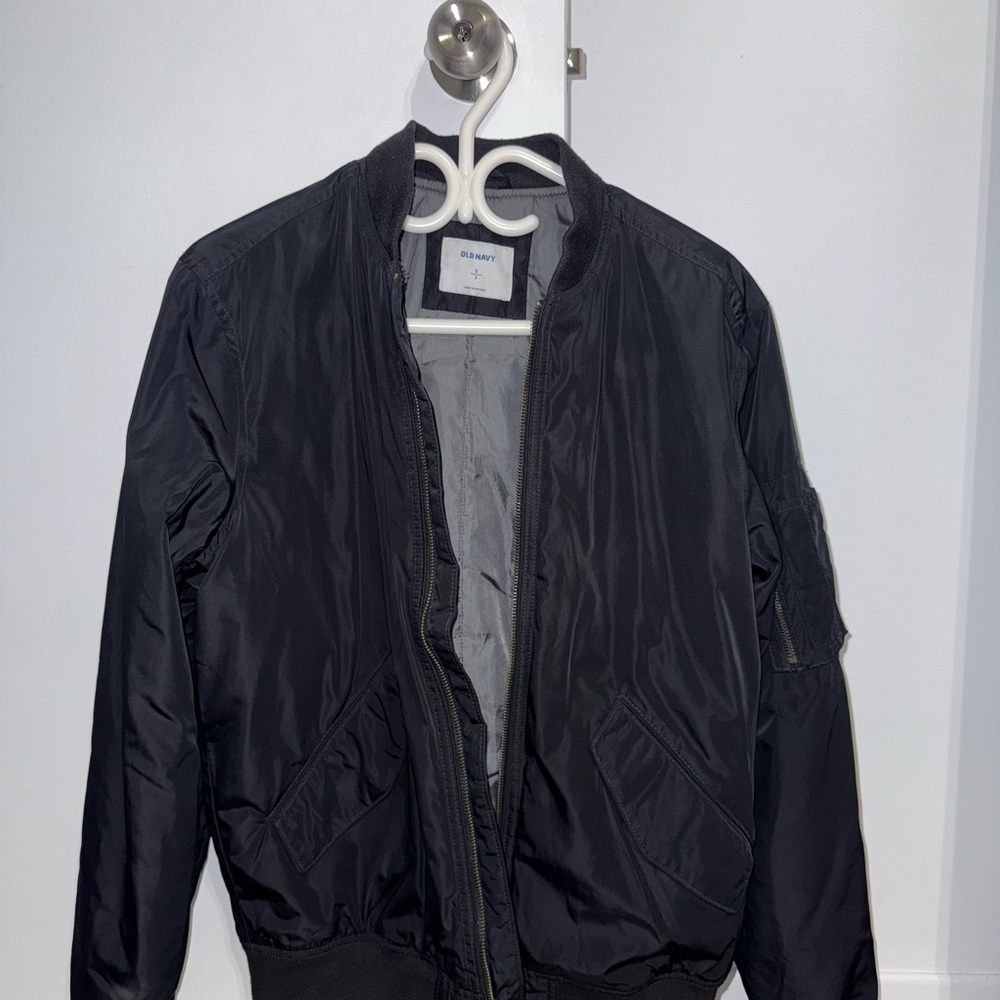 Old Navy Black Men's Bomber Jacket with Ribbed Trim